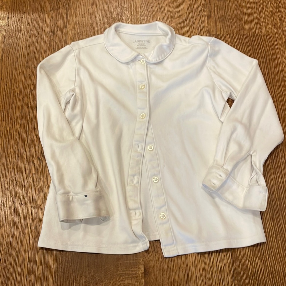 White king-slewed, Peter Pan collar , stretch cotton school uniform button-down